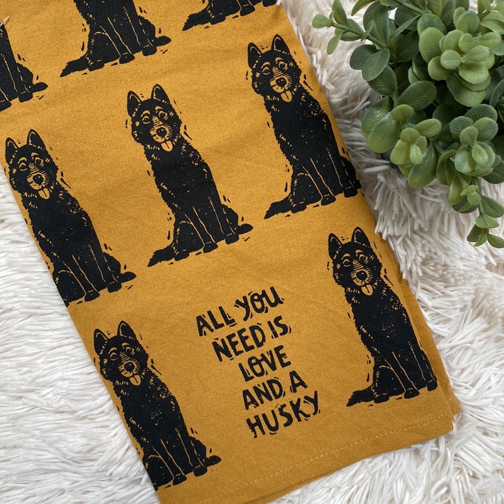 Primatives By Kathy Husky Kitchen Towel 💗 Mustard & Black - Picture 4 of 16